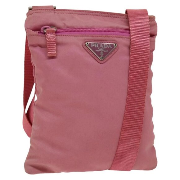 PRADA Shoulder Bag Nylon Pink Silver Auth 122165 - Picture 1 of 16